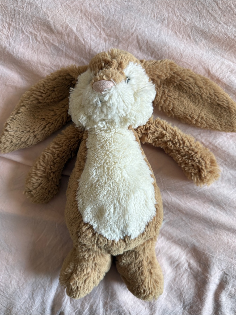 Rare Retired Jellycat Bashful Wriggle Bunny Plush Caramel Brown Cream 9 Inch